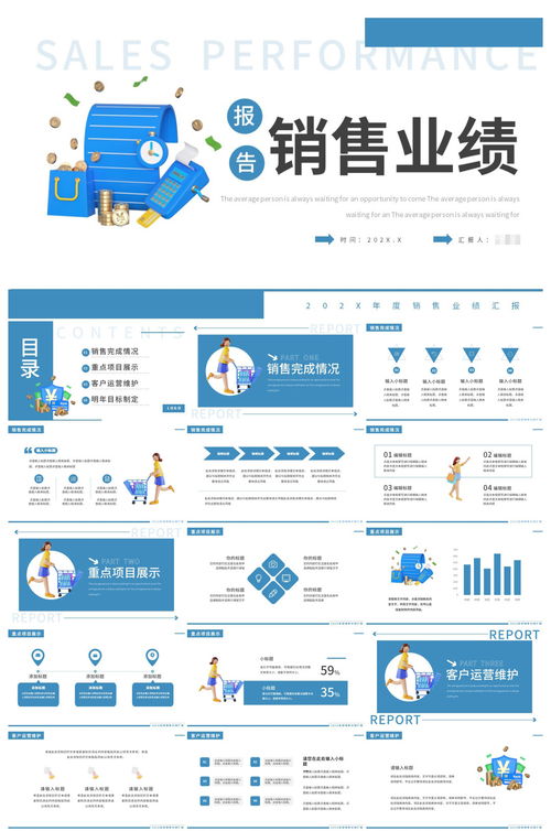 簡約黏土風銷售業績報告PPT 打造獨特業務展示新體驗